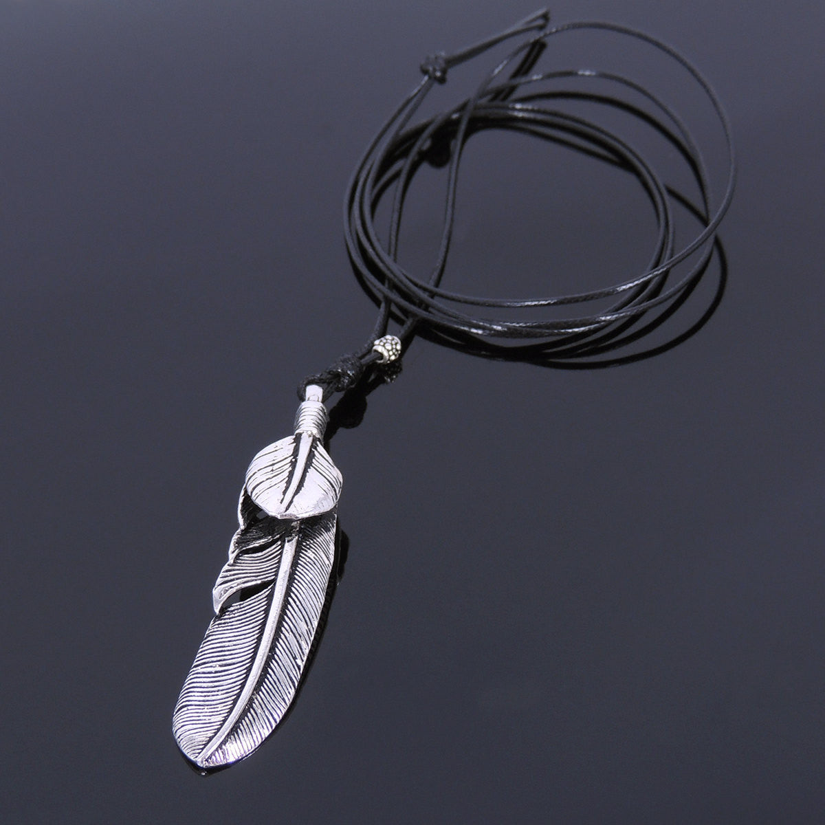 Men's Feather Necklace / Solid Sterling Silver / Large Hand Forged Unique  Feather